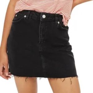 Topshop moto black denim mini skirt